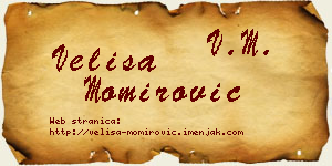Veliša Momirović vizit kartica